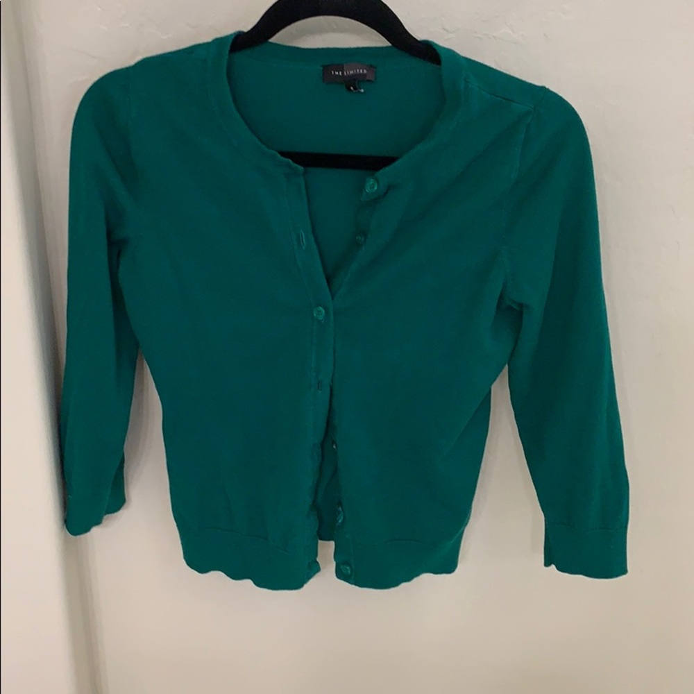 The Limited Forest green cardigan 3/4 sleeve